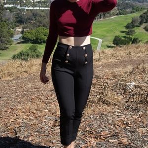 Burgundy red crop top | long sleeve